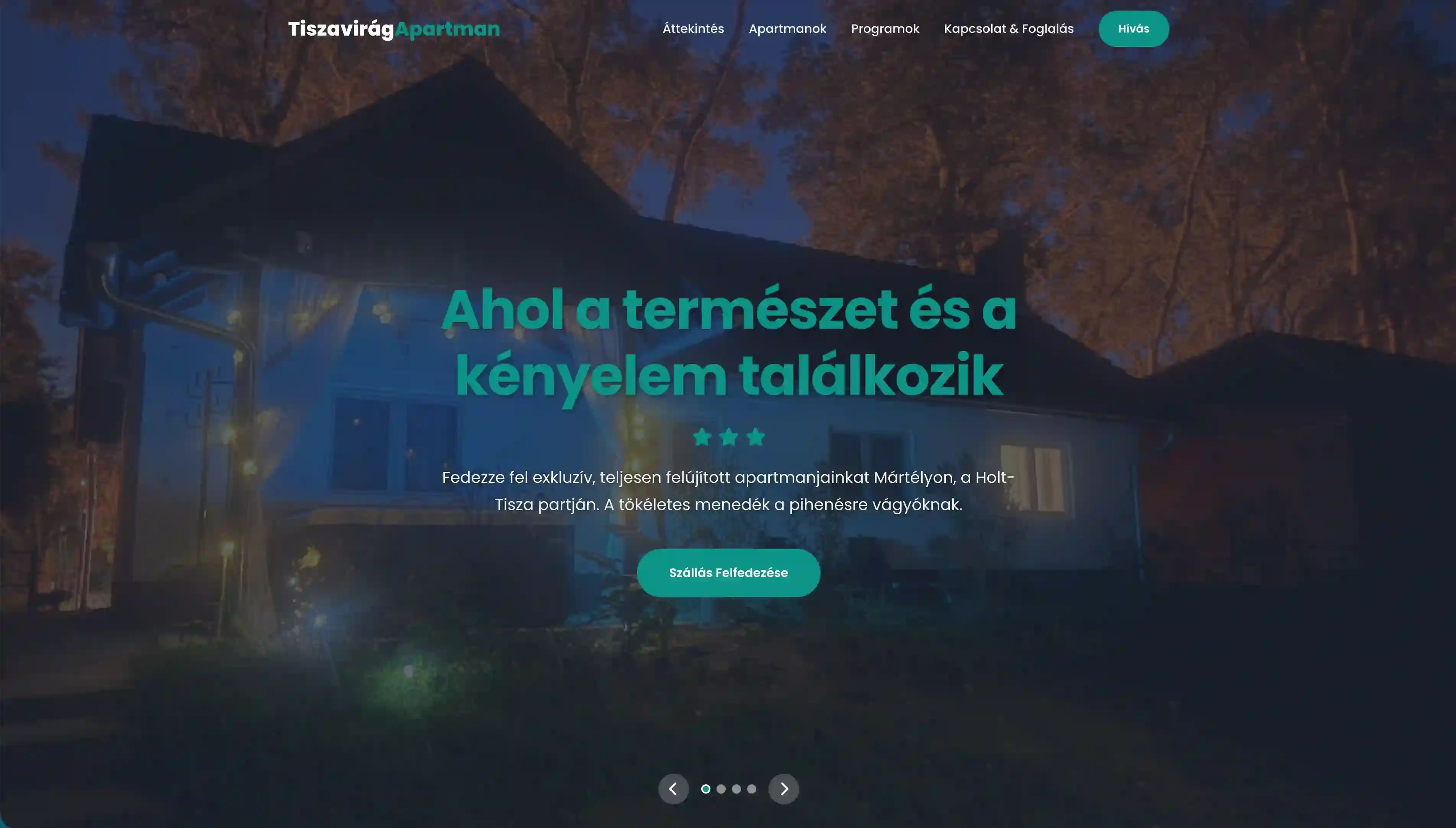 Tiszavirág Apartman weboldal